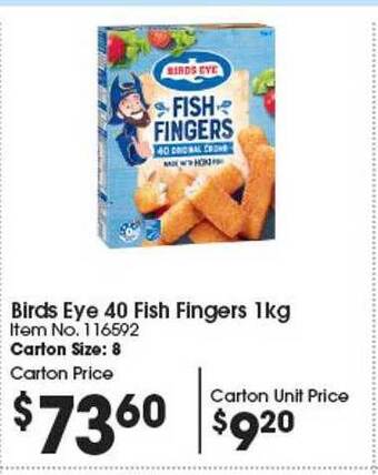 Campbells Wholesale Birds eye 40 fish fingers offer