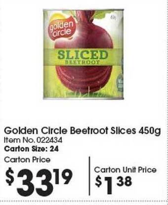 Campbells Wholesale Golden circle beetroot slices offer