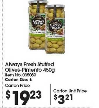 Campbells Wholesale Always fresh stuffed olives-pimento offer