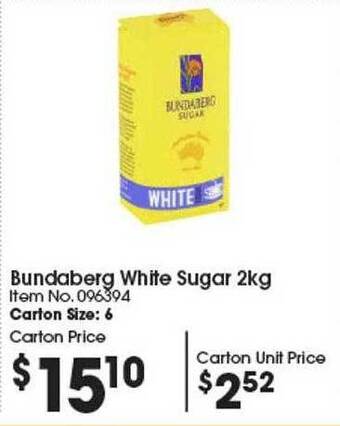 Campbells Wholesale Bundaberg white sugar offer