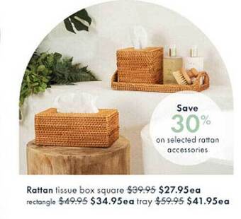 Pillow Talk Rattan tissue box square offer