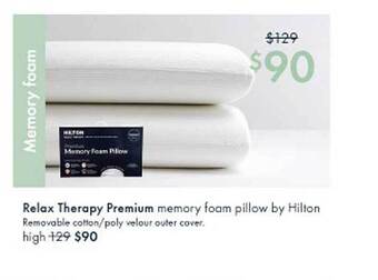 Pillow Talk Relax therapy premium memory foam pillow by hilton offer