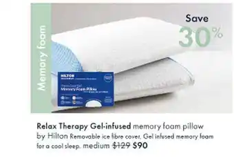 Pillow Talk Relax therapy gel-infused memory foam pillow offer