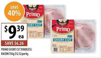 Supabarn Primo short cut rindless bacon offer