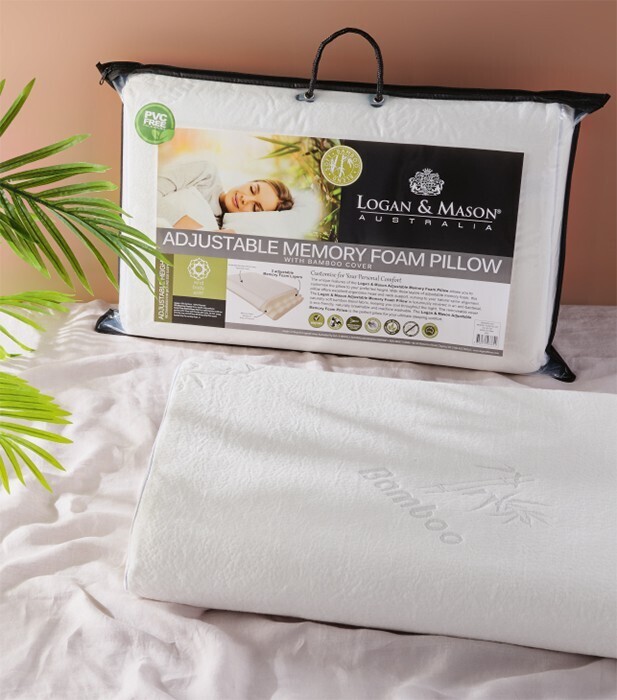 Logan & mason adjustable memory foam pillow with bamboo cover offer at
