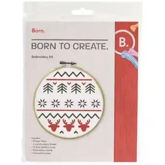 Officeworks Born embroidery kit - christmas pattern offer