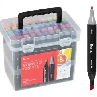 Officeworks Born 60 pack graphic design markers offer