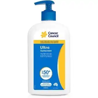 BIG W Cancer council ultra sunscreen spf50+ 500ml offer