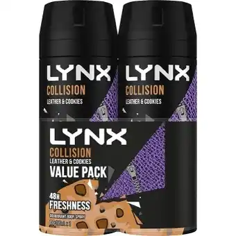 BIG W Lynx deodorant body spray twin pack 165ml - collision leather + cookies offer