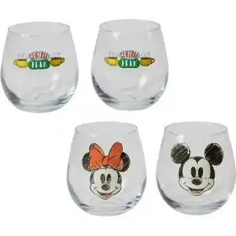 BIG W Friends or mickey mouse 2-piece stemless glass sets 500ml offer