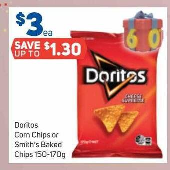 Foodland Doritos corn chips or smith's baked chips offer