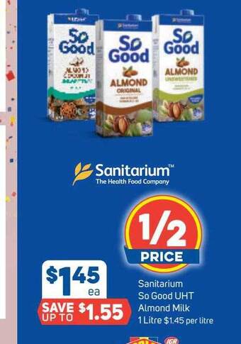 Foodland Sanitarium so good uht almond milk offer
