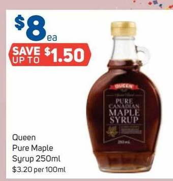 Foodland Queen pure maple syrup offer