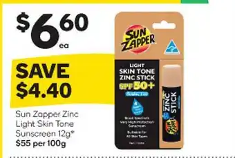 Woolworths Sun zopper zinc light skin tone sucreen offer