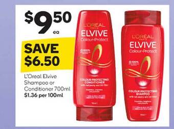 Woolworths L'oreal elvive shampoo or conditioner offer
