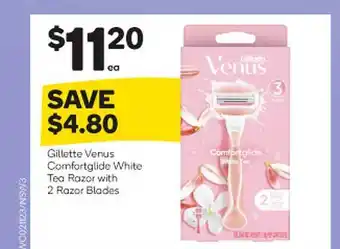 Woolworths Gillette venus comfortlglide white tea razor with 2 razor blades offer