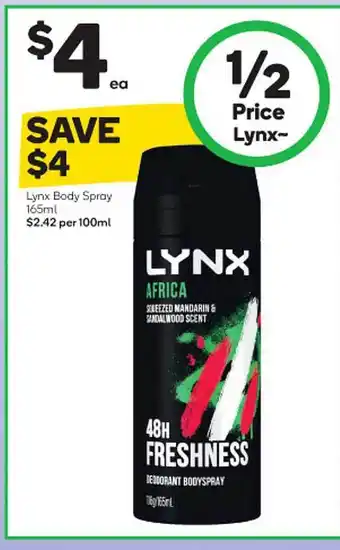 Woolworths Lynx body spray offer