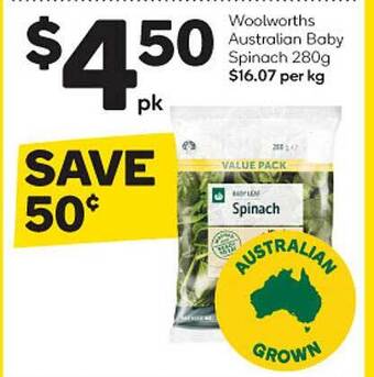 Woolworths Woolworths australian baby spinach offer