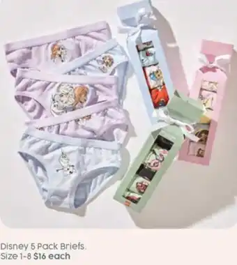 Disney 5 Pack Briefs. Size 1-8