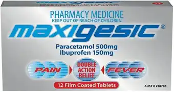 Pharmacy Best Buys Maxigesic double action relief 12 tablets offer