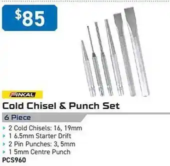 Kincrome Finkal cold chisel & punch set 6 piece offer