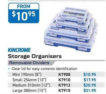 Kincrome Kincrome storage organisers removable dividers offer