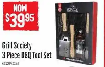 Grill society 3 piece bbq tool set gs4pcset