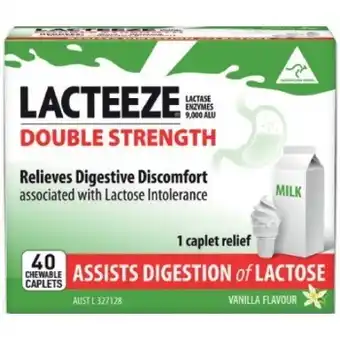 Pharmacy Best Buys 20% off lacteeze double strength 40 chewable caplets offer