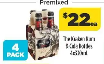 Liquorland The Kraken Rum & Cola Bottles 4x330mL offer