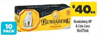 Liquorland Bundaberg UP & Cola Cans 10x375mL offer