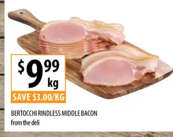Supabarn Bertocchi Rindless Middle Bacon from the deli per kg offer