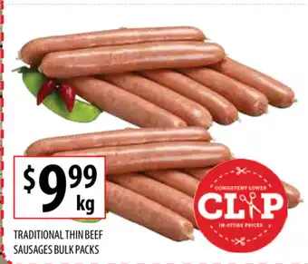 Supabarn Traditional Thin Beef Sausages Bulk Packs per kg offer