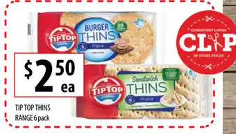 Supabarn Tip Top Thins Range 6 pack offer