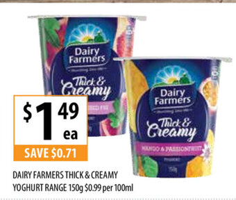 Supabarn Dairy Farmers Thick & Creamy Yoghurt Range 150g offer