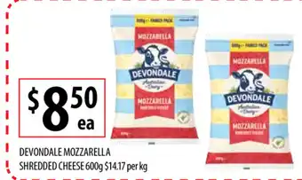 Supabarn Devondale Mozzarella Shredded Cheese 600g offer