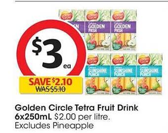 Coles Golden circle tetra fruit drink offer