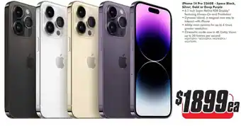 The Good Guys Iphone 14 Pro 256GB - Space Black, Silver, Gold Or Deep Purple offer