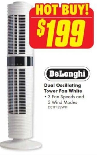 The Good Guys Dual Oscillating Tower Fan White offer