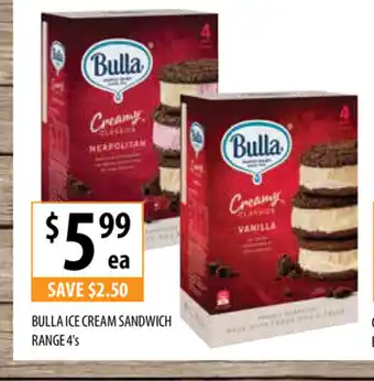 Supabarn Bulla Ice Cream Sandwich Range 4's offer