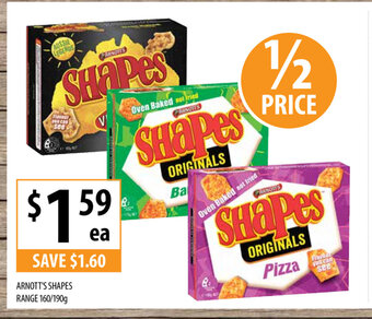 Supabarn Arnott's Shapes Range 160/190g offer