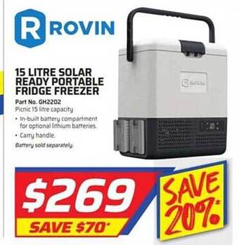 Auto One Rovin 15 litre solar ready portable fridge freezer offer