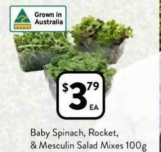 Baby spinach, rocket & mesculin salad mixes
