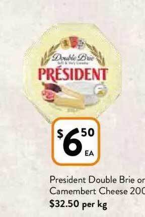 Foodworks President double brie or camembert cheese offer