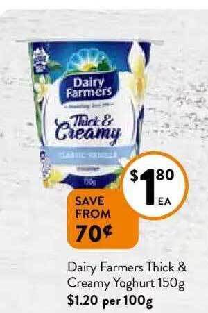 Foodworks Dairy farmers thick & creamy yoghurt offer