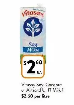 Foodworks Vitasoy soy, coconut or almond uht milk offer