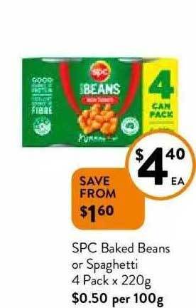 Foodworks Spc baked beans or spaghetti offer