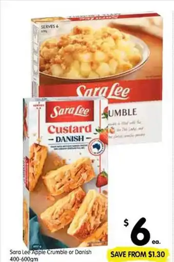 Spar Sara lee apple crumble or danish offer