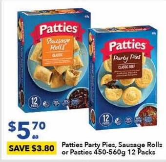 Ritchies Patties party pies, sausage rolls or pasties offer