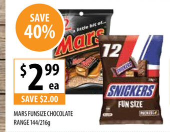 Supabarn Mars Funsize Chocolate Range 144/216g offer