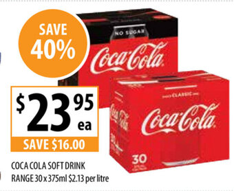 Supabarn Coca Cola Soft Drink Range 30 x 375mL offer